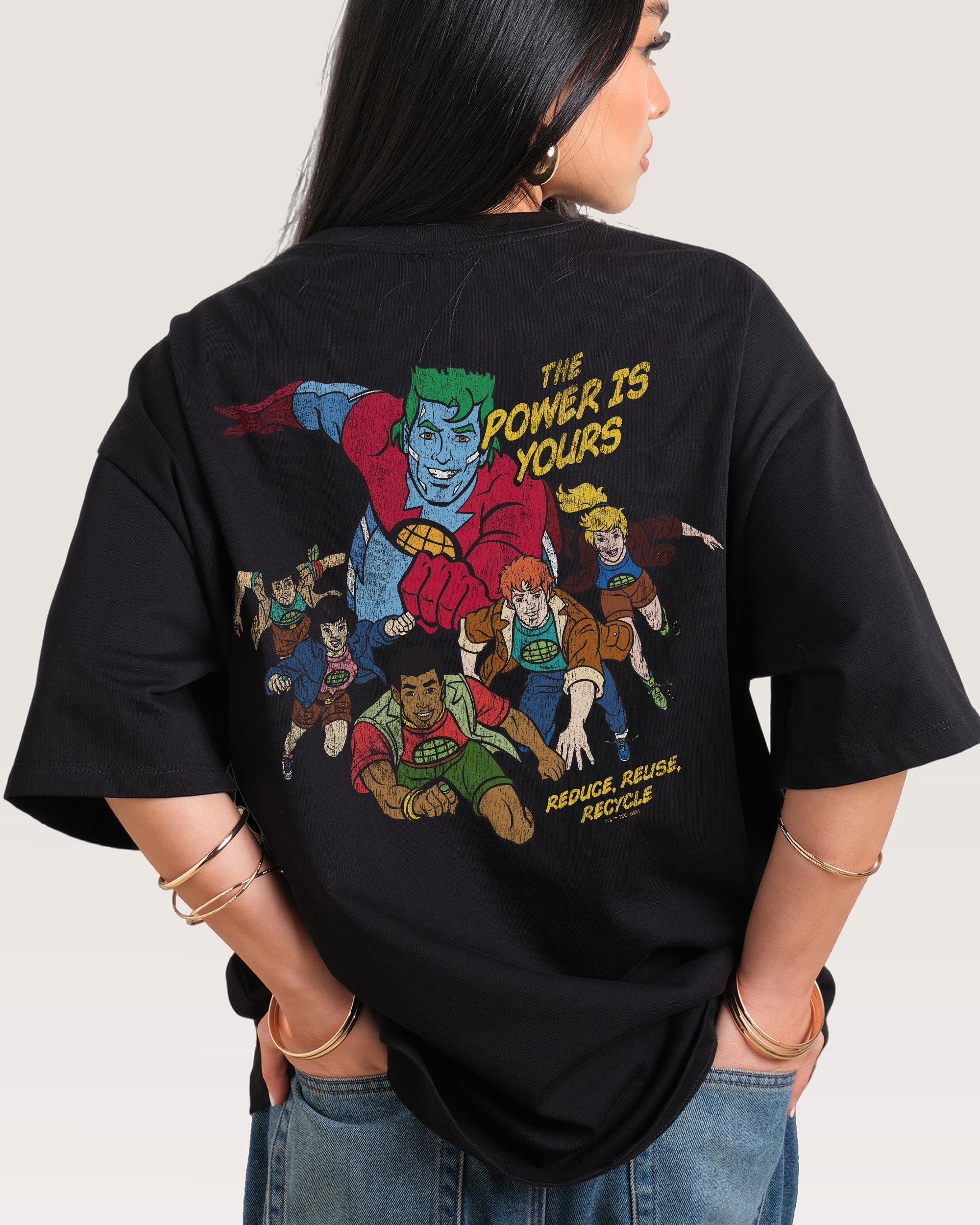Captain Planet The Power Is Yours Oversized Graphic T-Shirt - Unisex 100% Combed Cotton